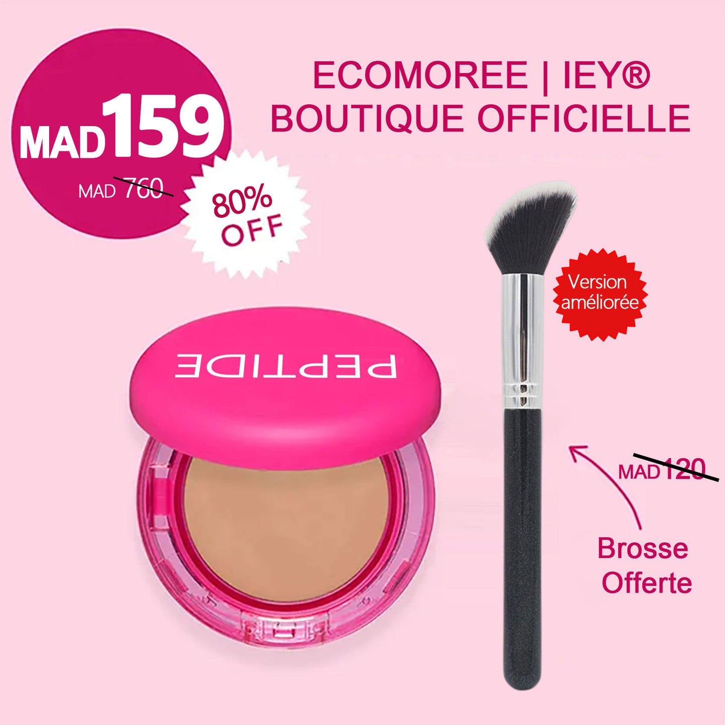 Dernières 6 heures : -60% sur le Fond de Teint Peptide Bounce IEY® avec pinceau GRATUIT !